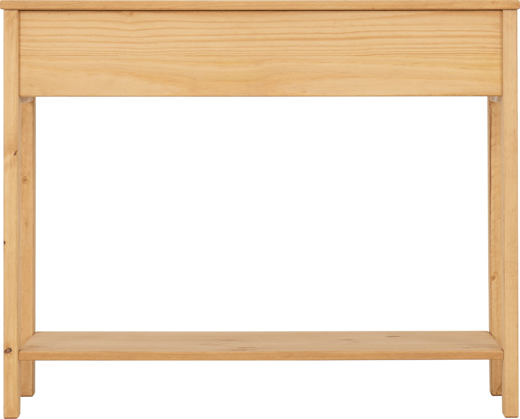 Corona Rattan 2 Drawer Console Table - Distressed Wax Pine/Rattan Effect