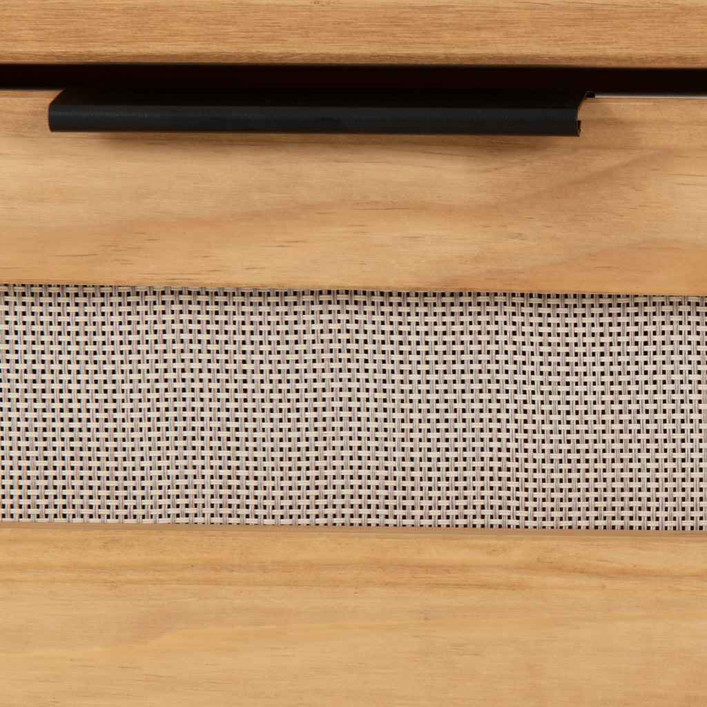 Corona Rattan 2 Drawer Console Table - Distressed Wax Pine/Rattan Effect