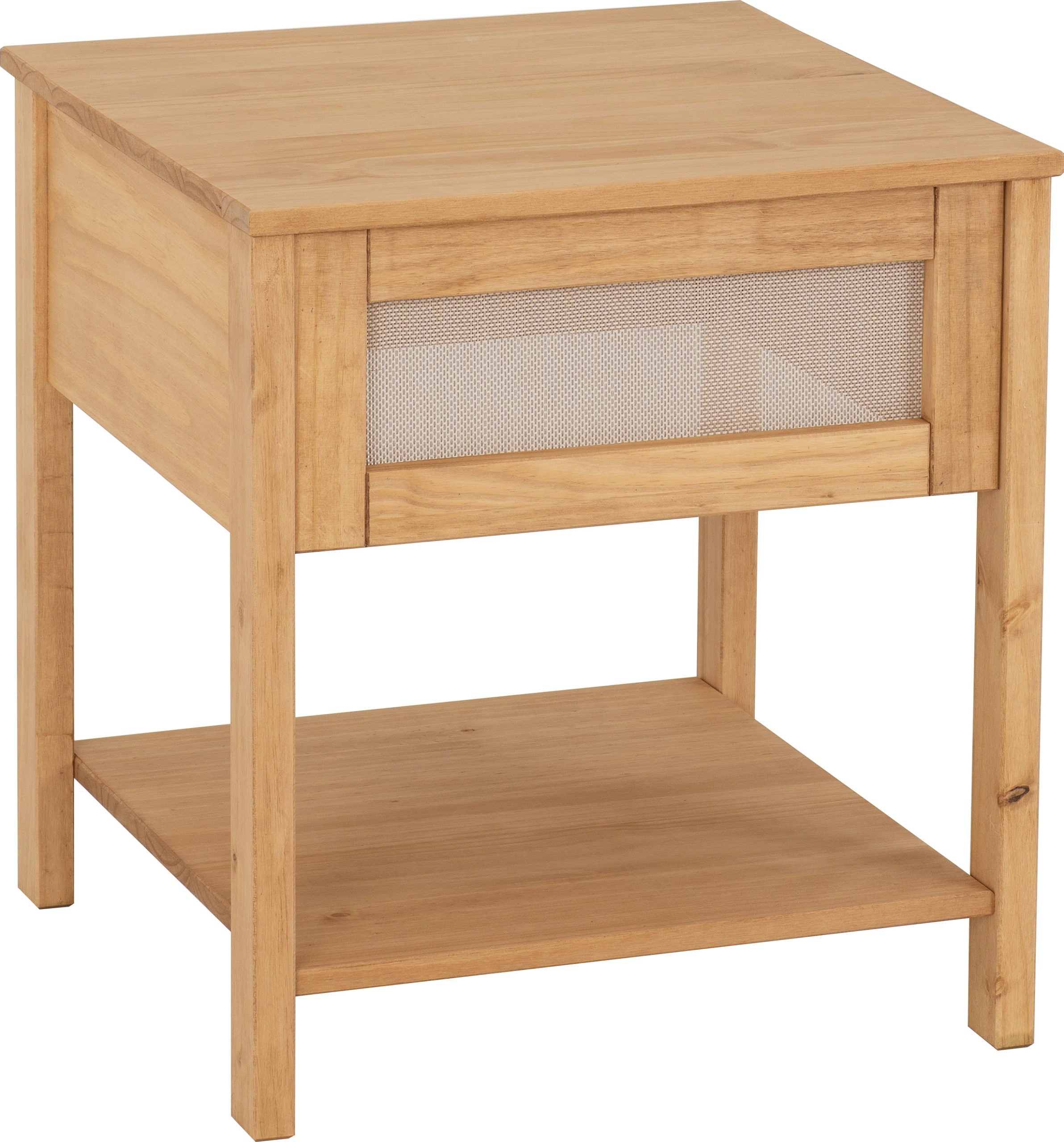 Corona Rattan Side Table - Distressed Wax Pine/Rattan Effect