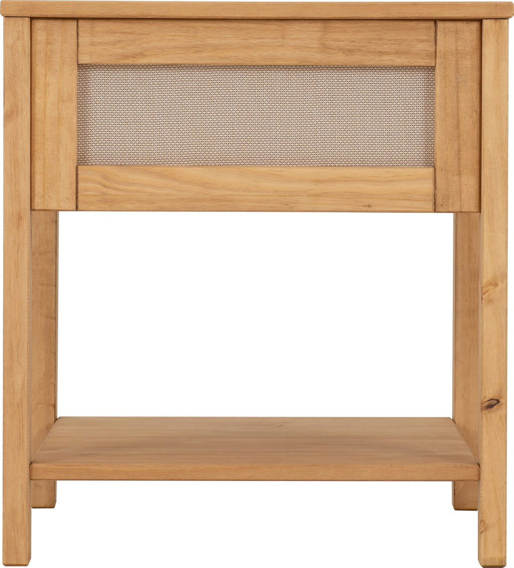 Corona Rattan Side Table - Distressed Wax Pine/Rattan Effect