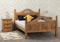 Corona Scroll 4'6" High End Bed - Distressed Waxed Pine