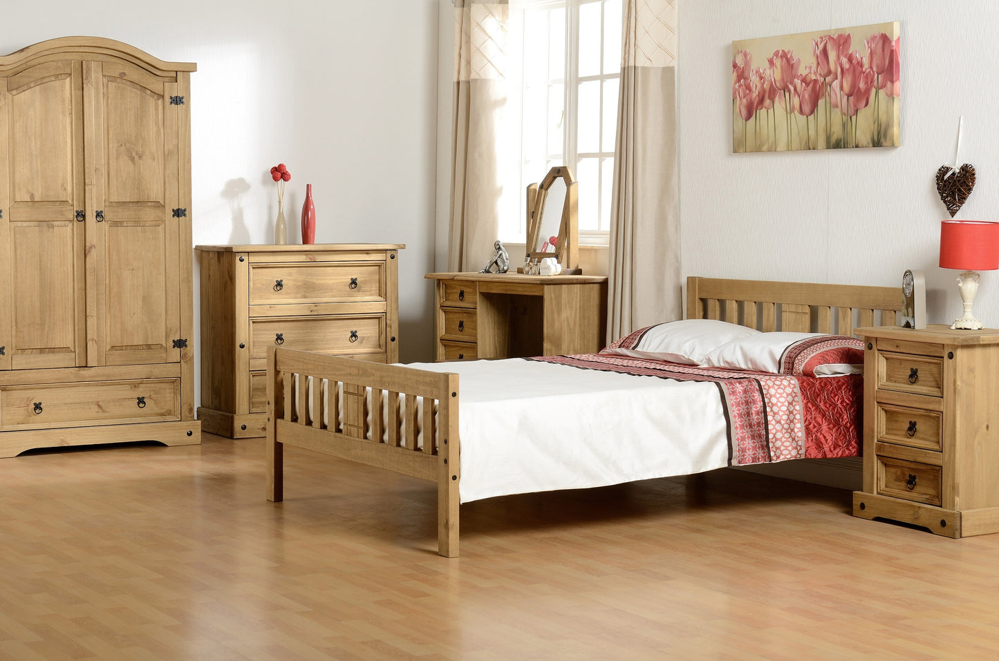 Corona 4 Drawer Dressing Table - Distressed Waxed Pine