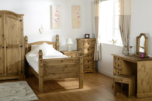 Corona 4 Drawer Dressing Table - Distressed Waxed Pine