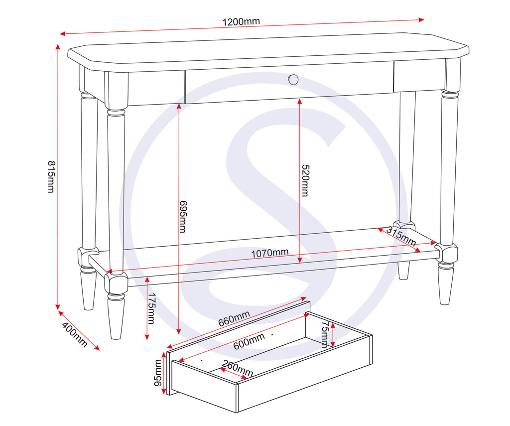 Chantilly Console Table - Antique Cream