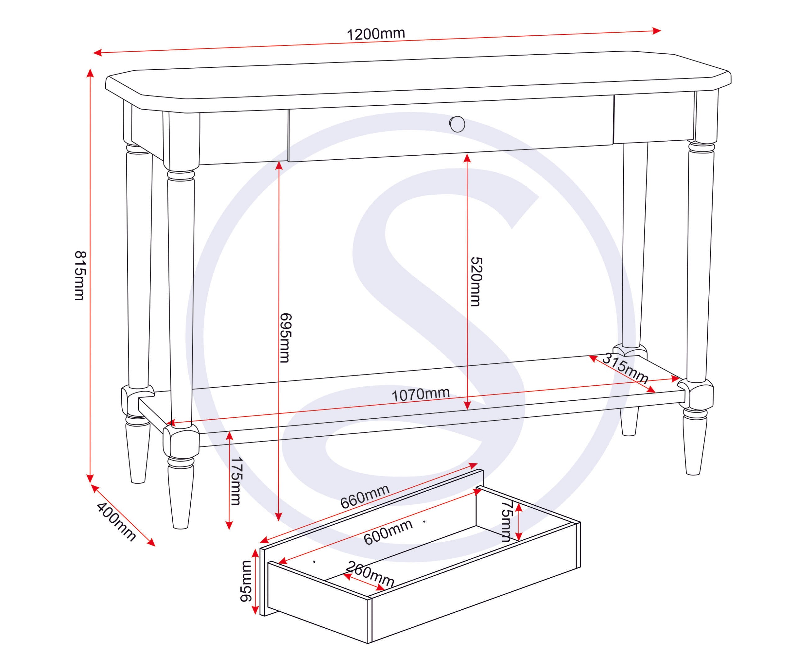 Chantilly Console Table - Antique Cream