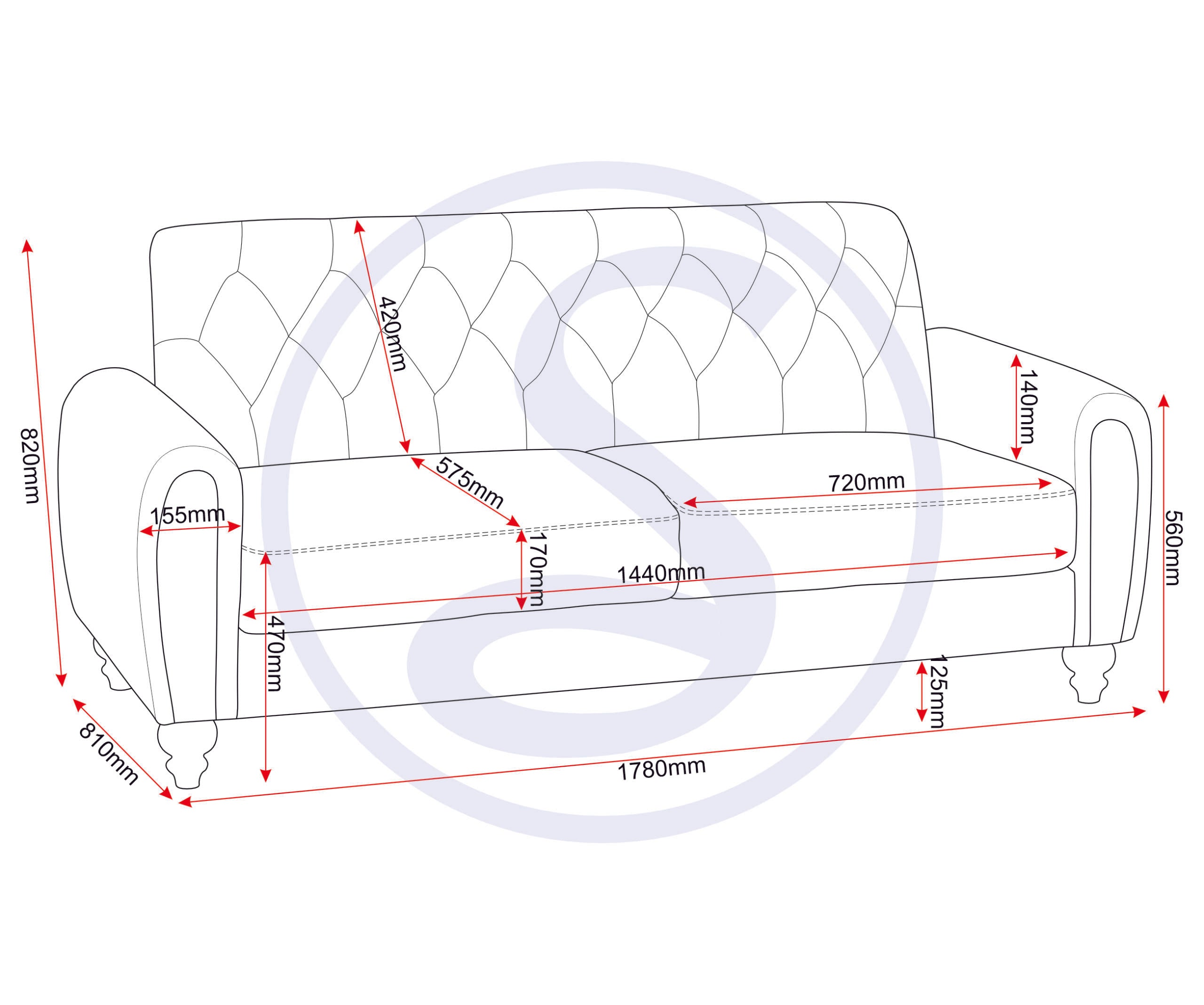 Chester 3+2 Suite - Light Grey Fabric
