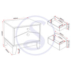Cody 2 Drawer Bedside - White/Pine Effect