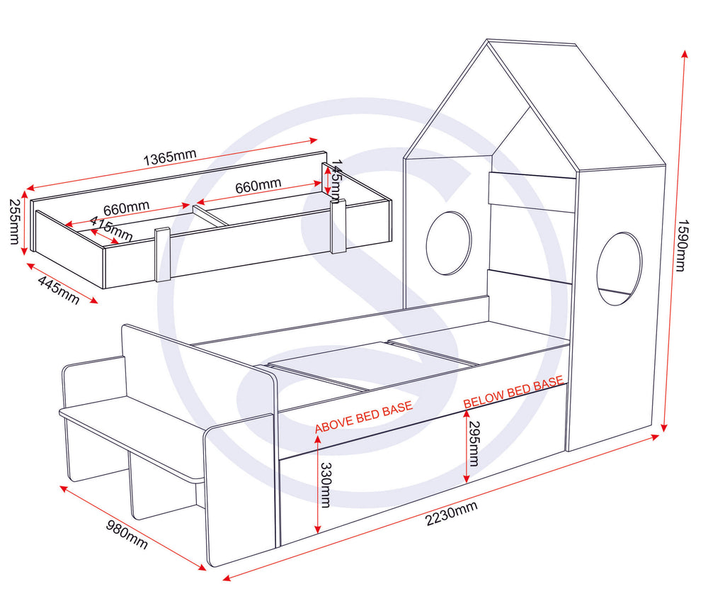 Cody 1 Drawer House Bed - White/Pine Effect