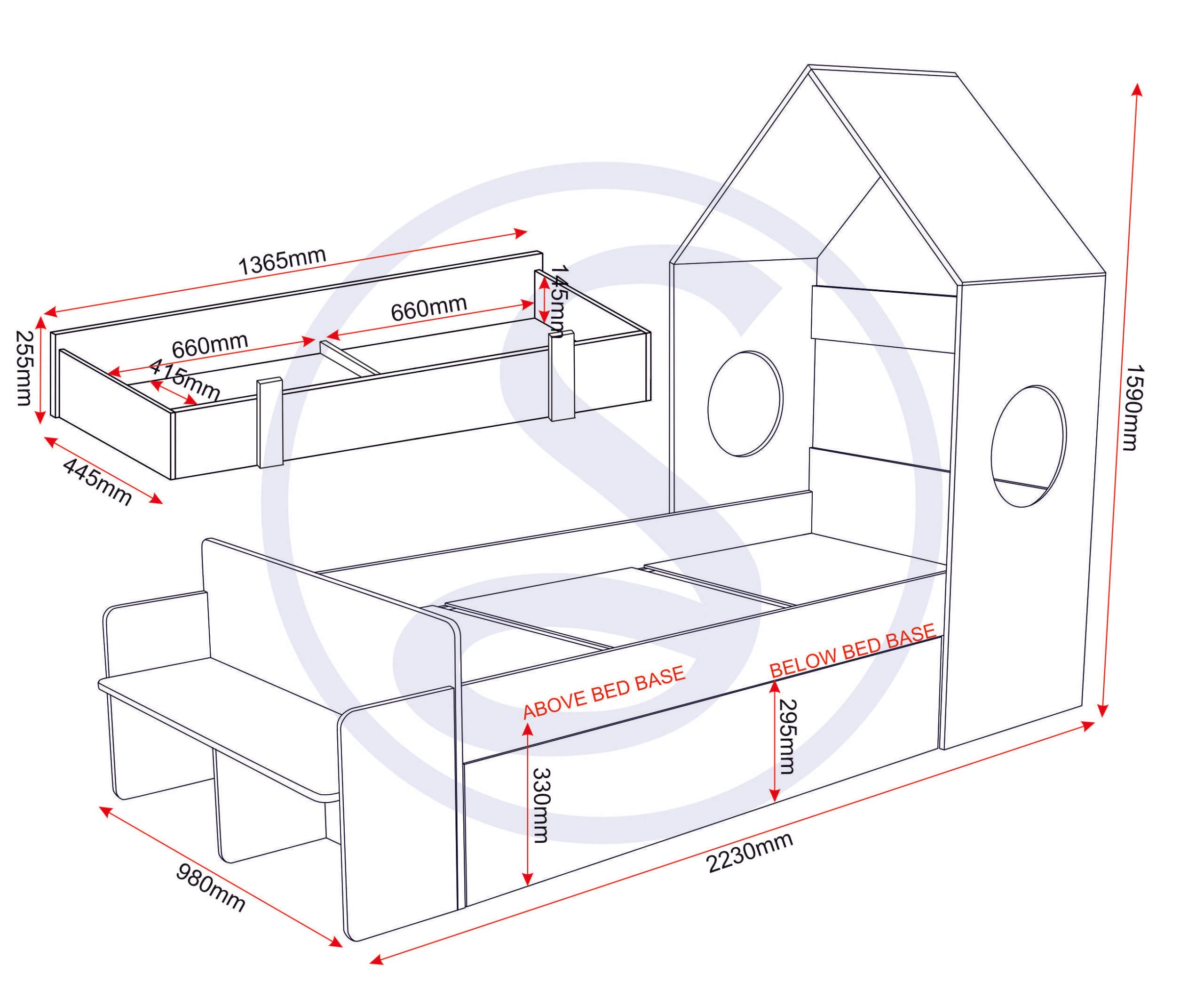 Cody 1 Drawer House Bed - White/Pine Effect