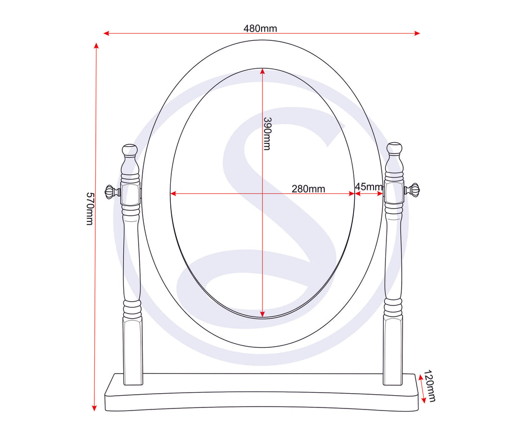 Contessa Dressing Table Mirror - Grey