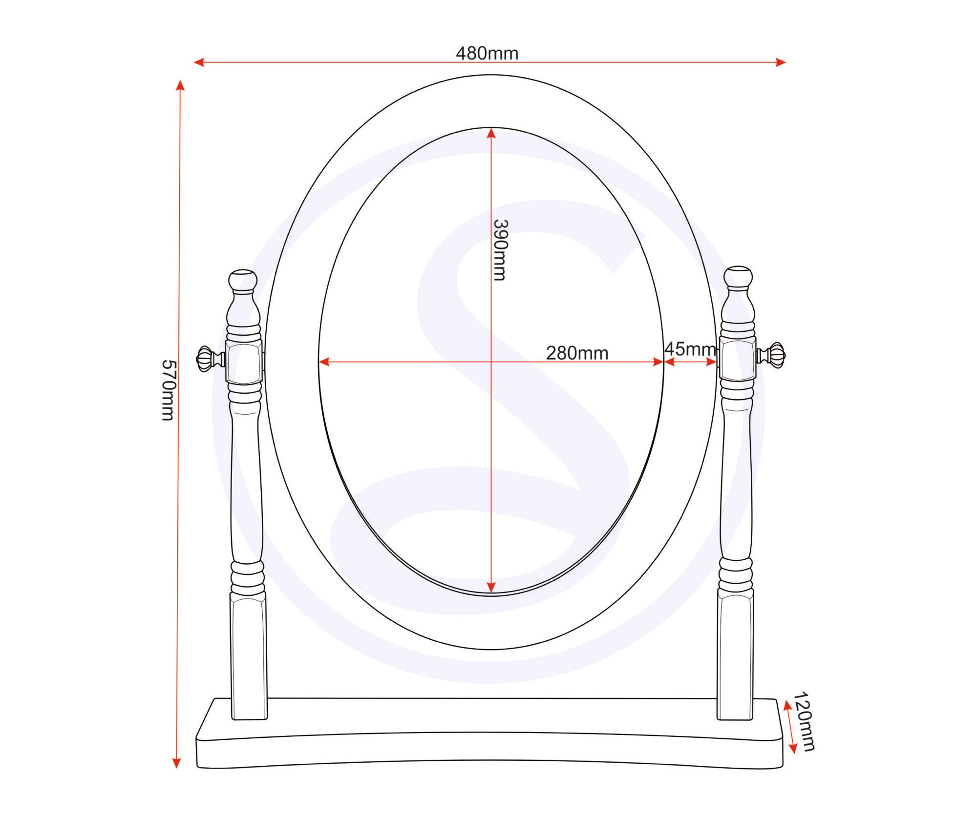 Contessa Dressing Table Mirror - White