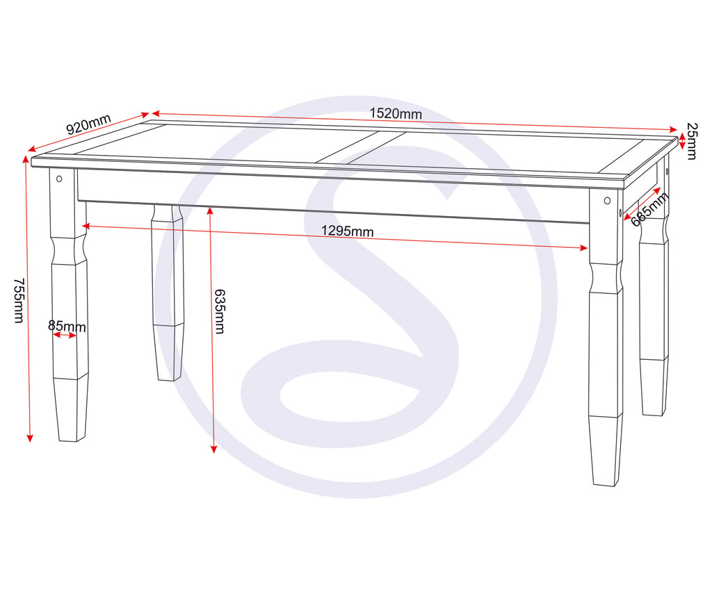 Corona 5' Dining Table - Distressed Waxed Pine