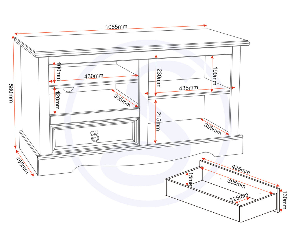 Corona Entertainment Unit - Distressed Waxed Pine/Glass