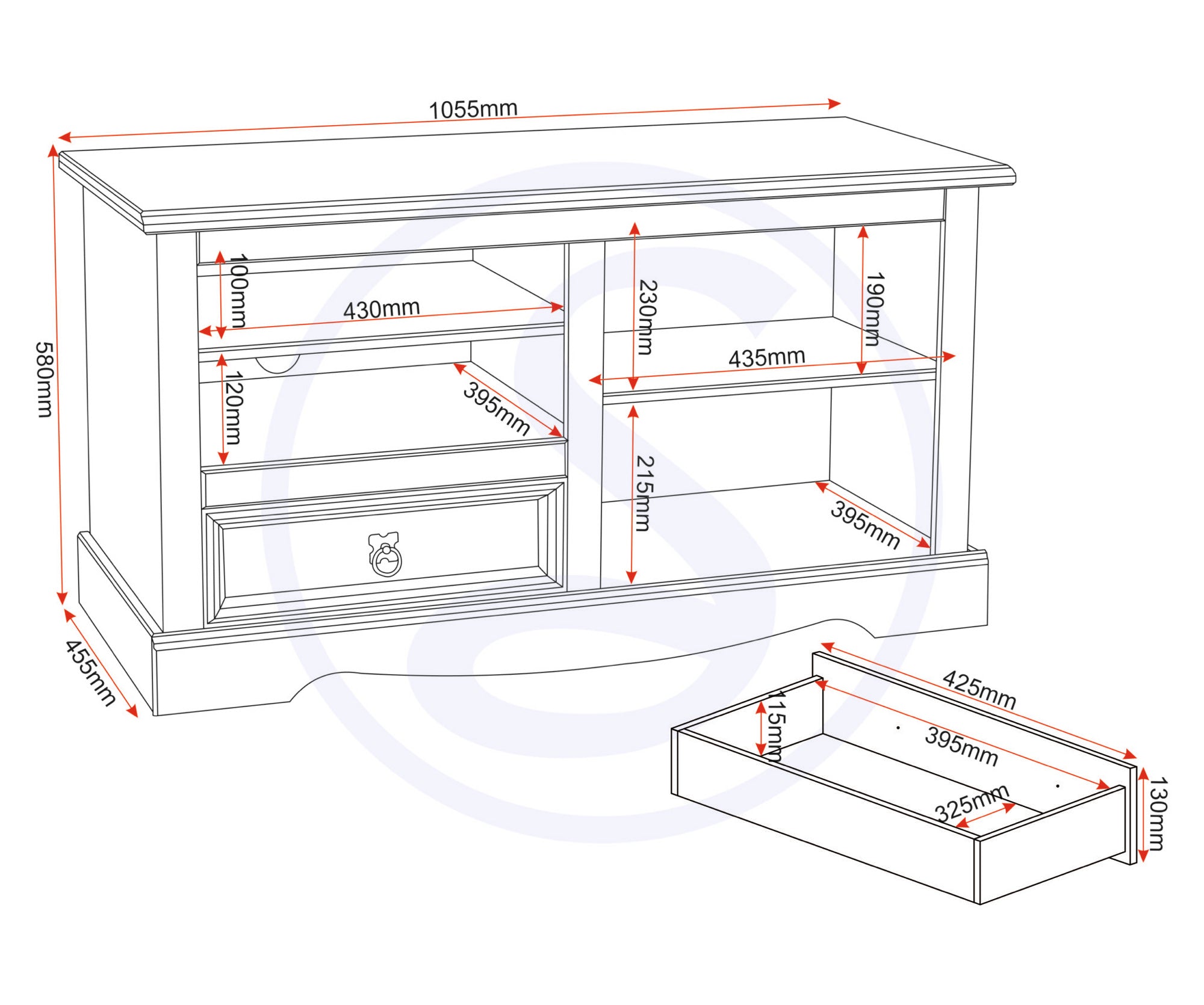 Corona Entertainment Unit - Distressed Waxed Pine/Glass