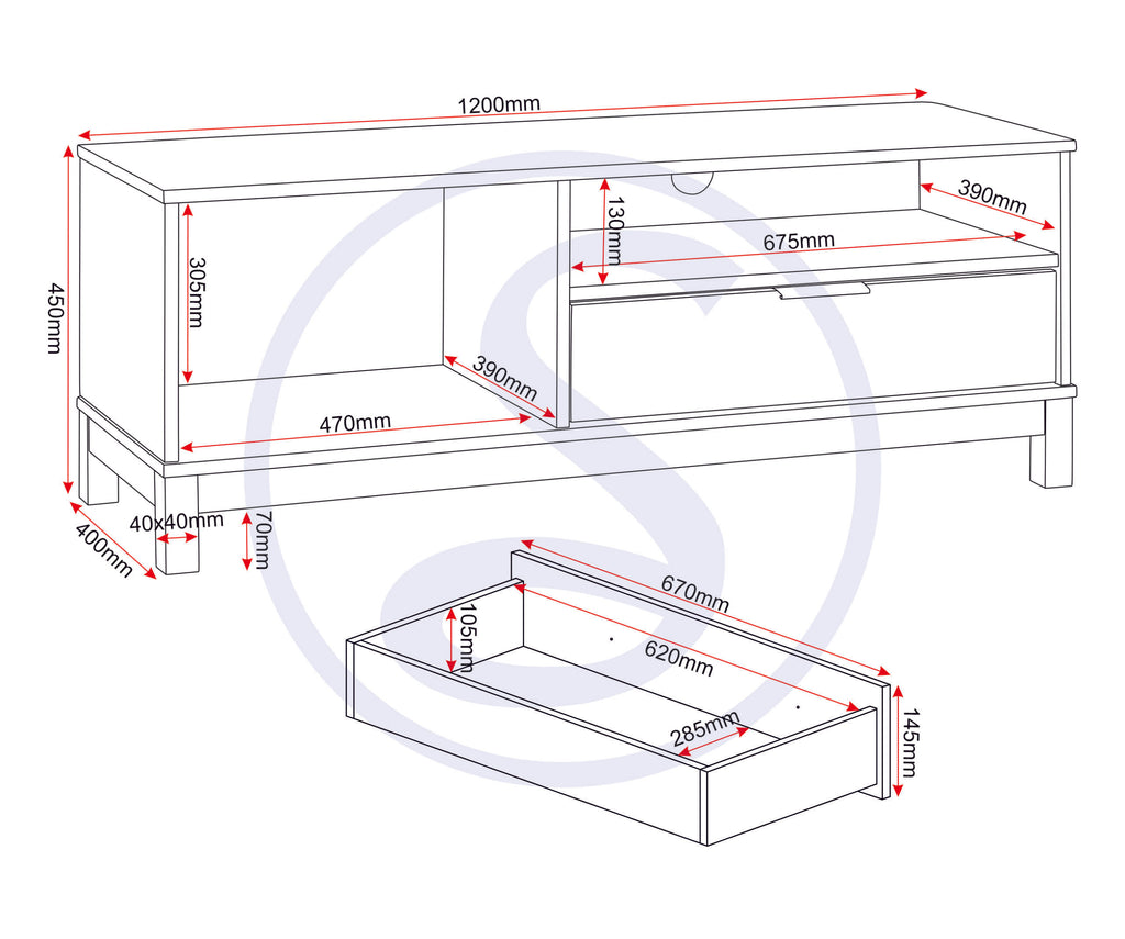Corona Rattan 1 Door 1 Drawer Tv Unit - Distressed Wax Pine/Rattan Effect