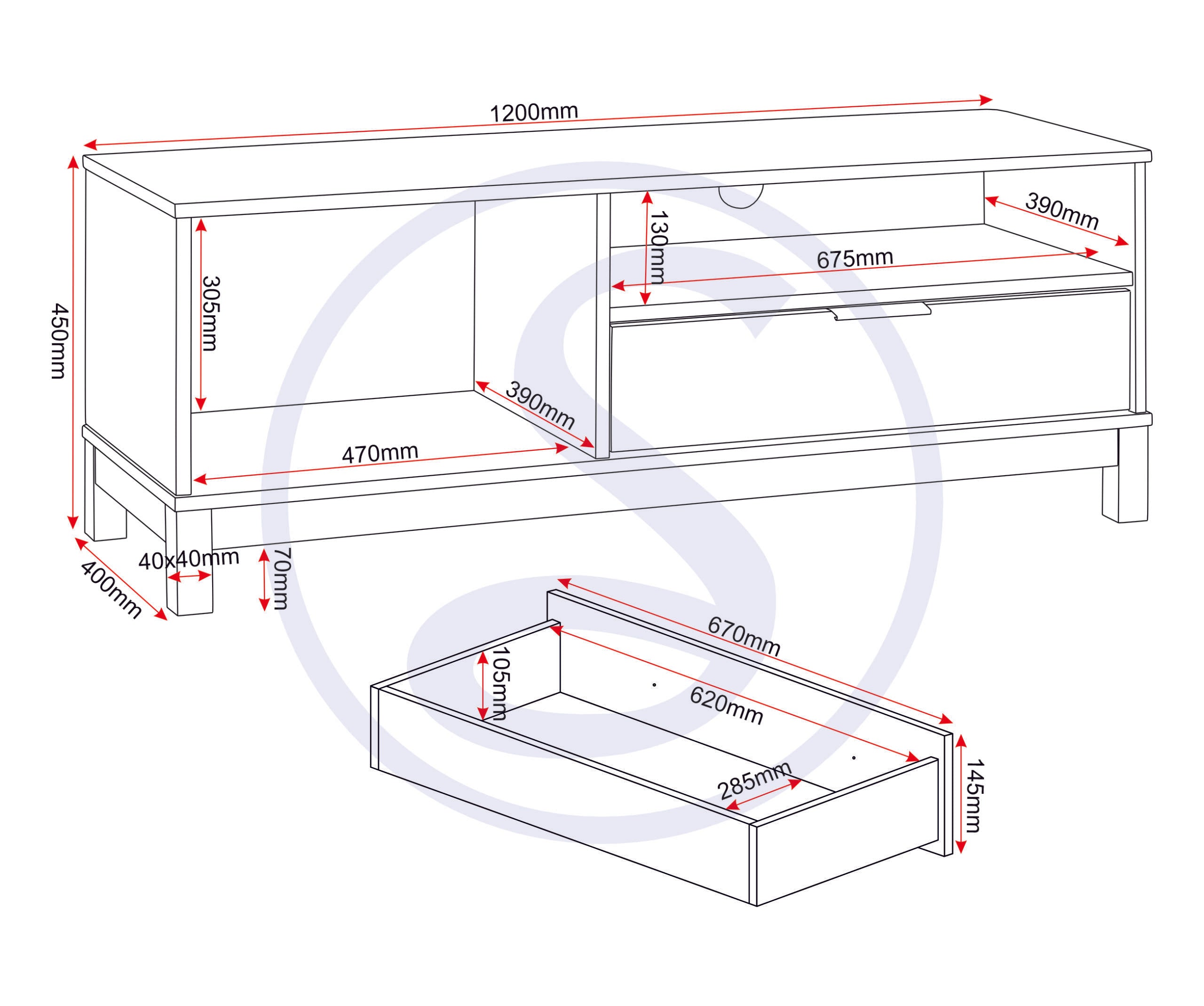 Corona Rattan 1 Door 1 Drawer Tv Unit - Distressed Wax Pine/Rattan Effect