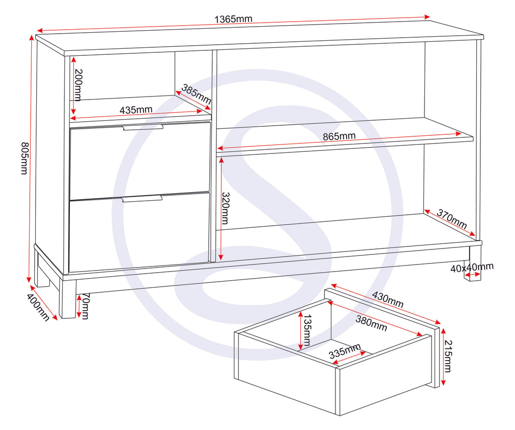 Corona Rattan 2 Door 2 Drawer Sideboard - Distressed Wax Pine/Rattan Effect