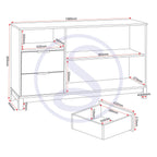 Corona Rattan 2 Door 2 Drawer Sideboard - Distressed Wax Pine/Rattan Effect