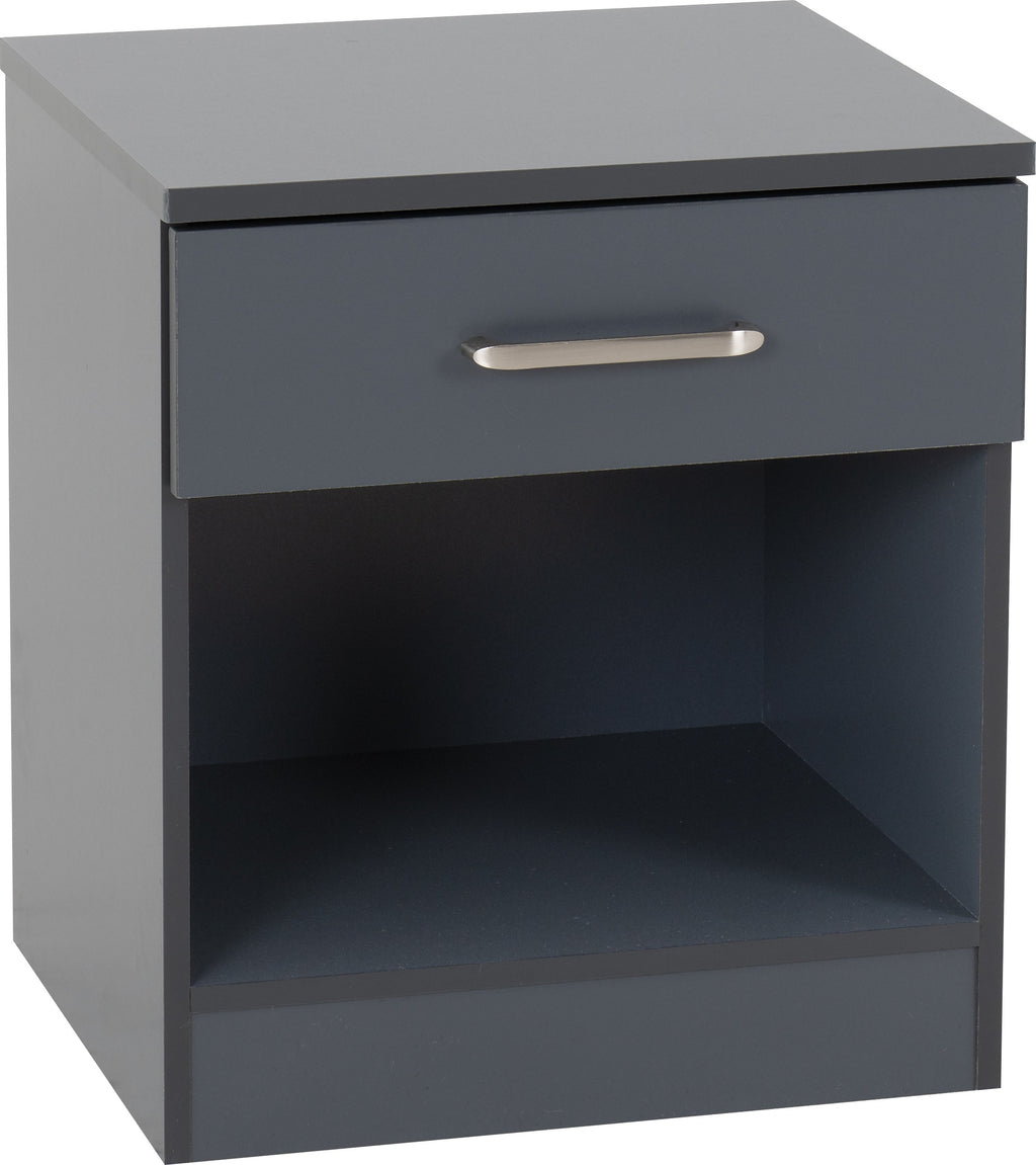 Dakota 1 Drawer Bedside - Dark Grey