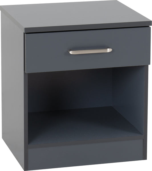 Dakota 1 Drawer Bedside - Dark Grey