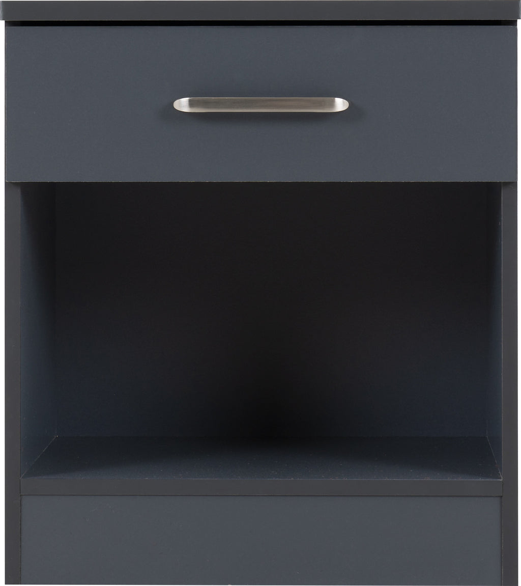 Dakota 1 Drawer Bedside - Dark Grey
