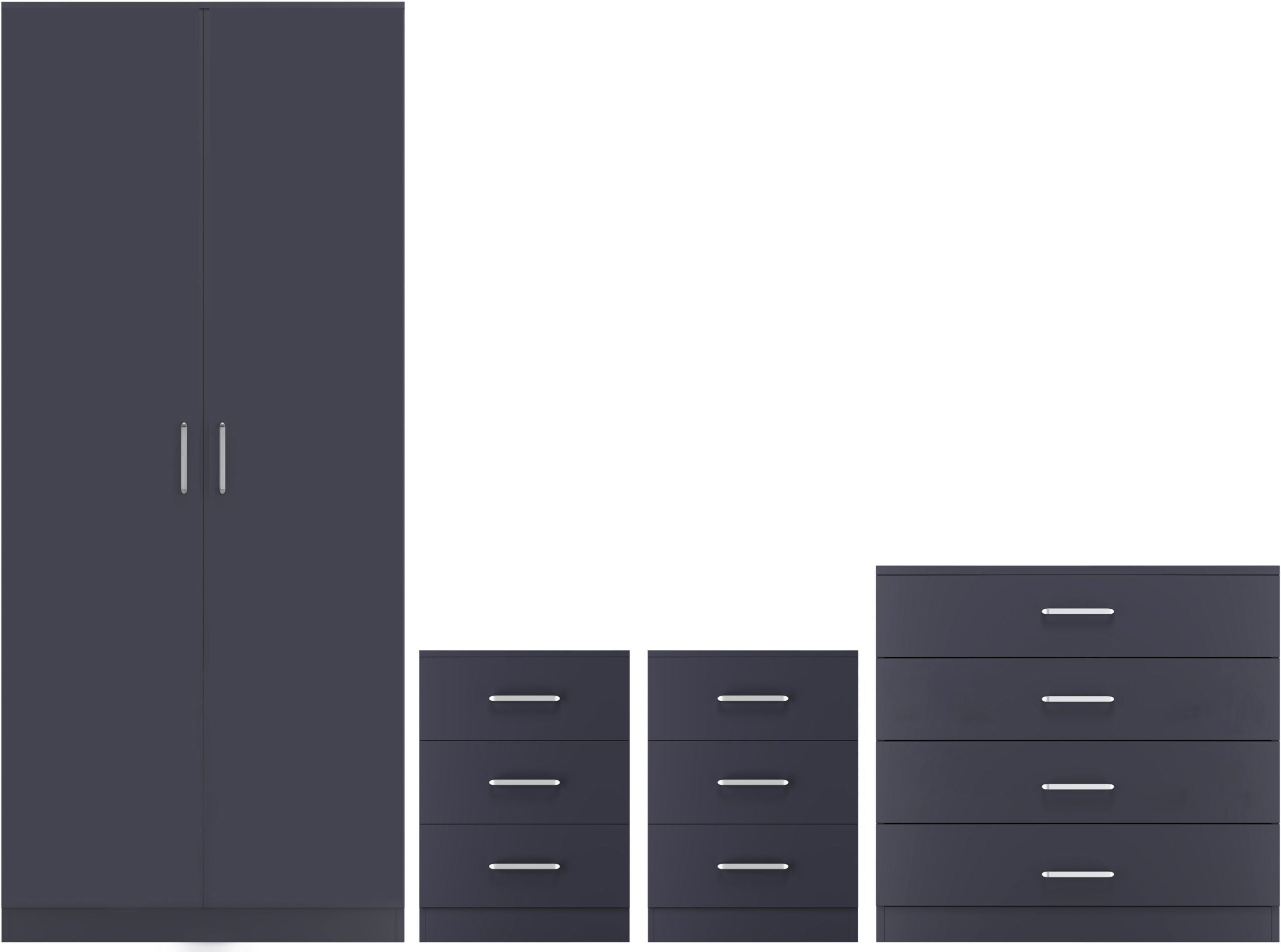 Dakota 2 Door Wardrobe Bedroom Set - Dark Grey