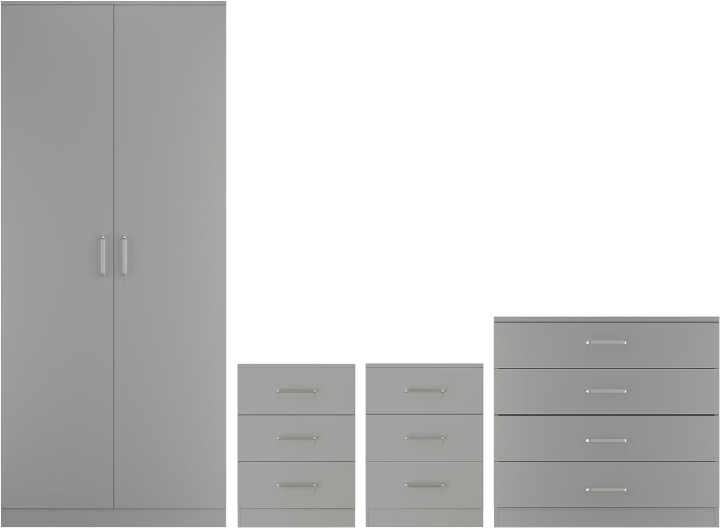 Dakota 2 Door Wardrobe Bedroom Set - Light Grey