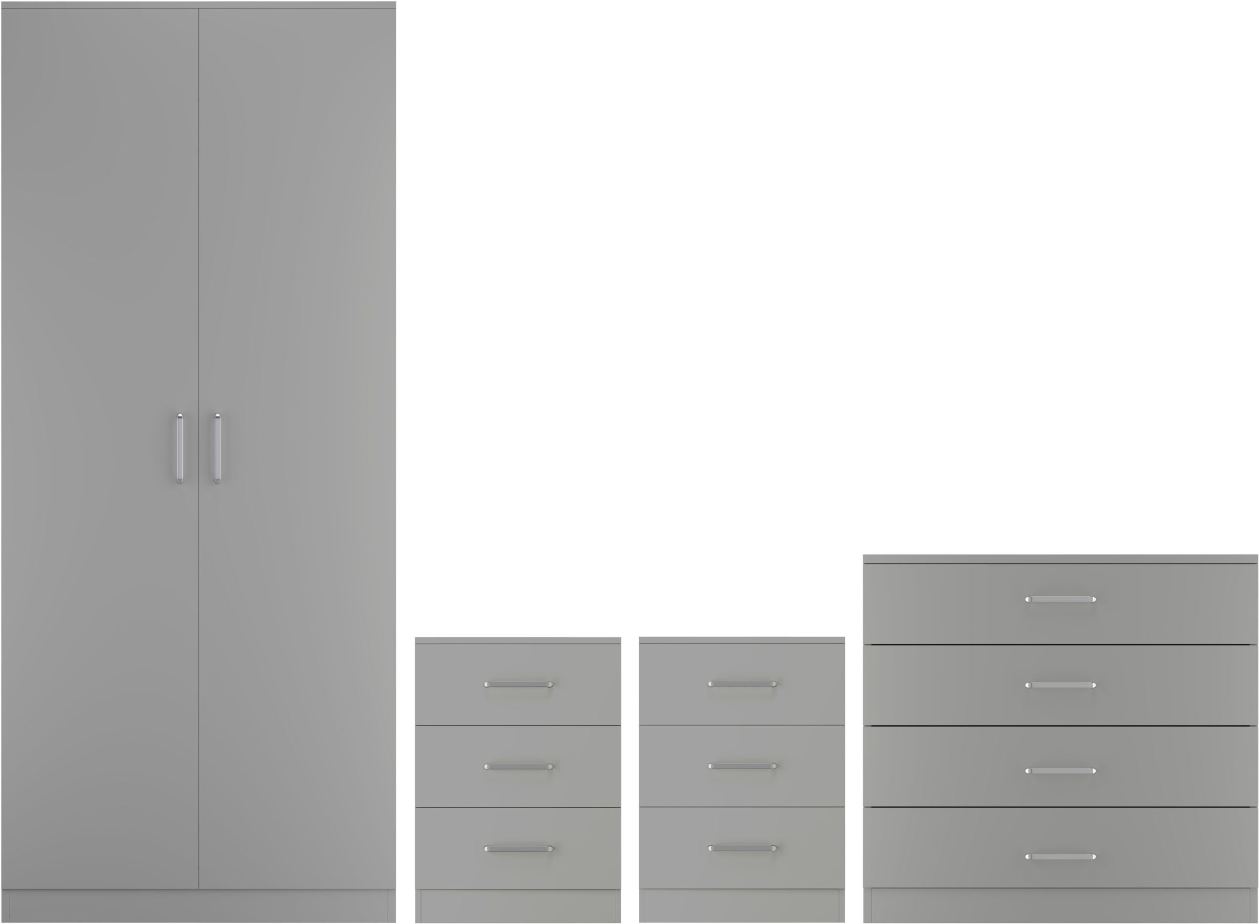 Dakota 2 Door Wardrobe Bedroom Set - Light Grey