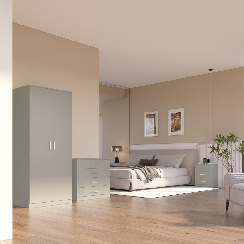 Dakota 2 Door Wardrobe Bedroom Set - Light Grey