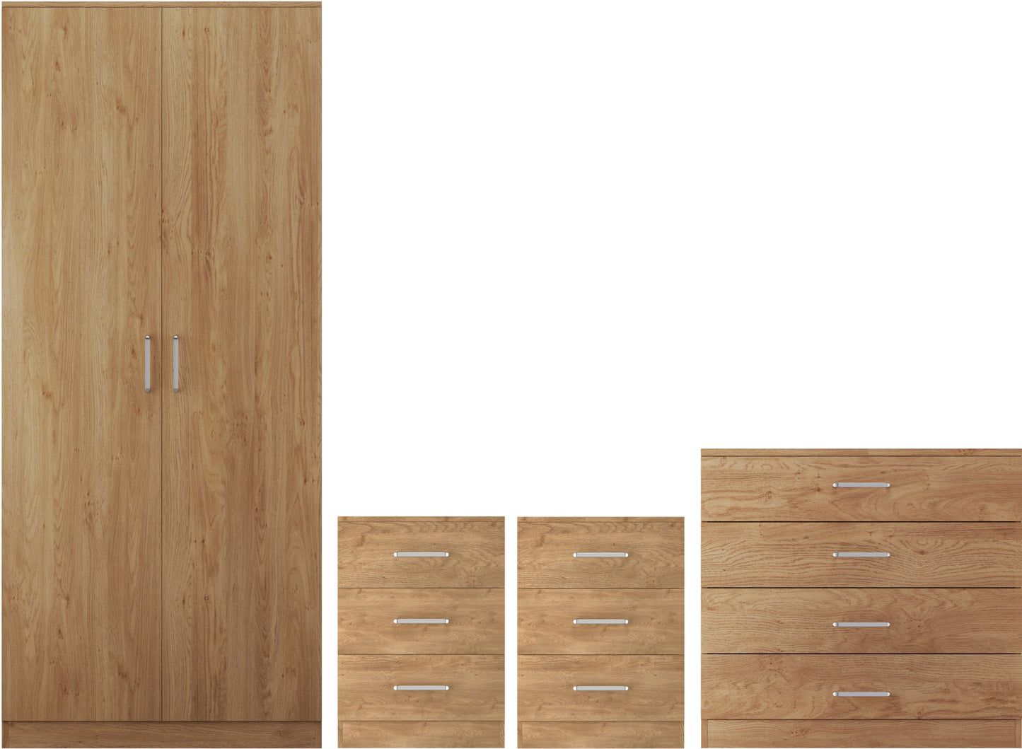 Dakota 2 Door Wardrobe Bedroom Set - Oak Effect