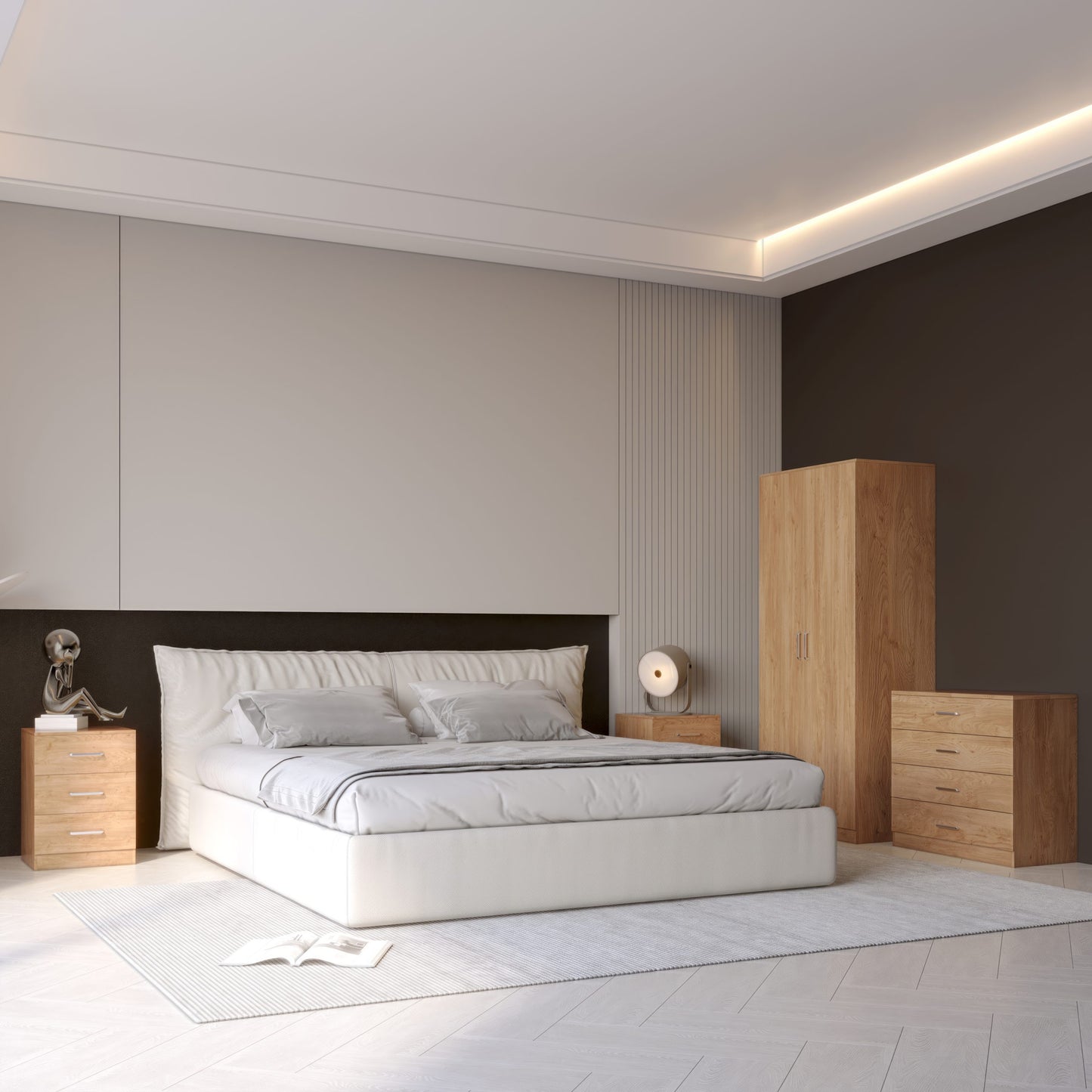 Dakota 2 Door Wardrobe Bedroom Set - Oak Effect