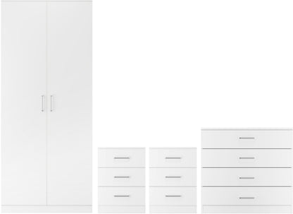 Dakota 2 Door Wardrobe Bedroom Set - White