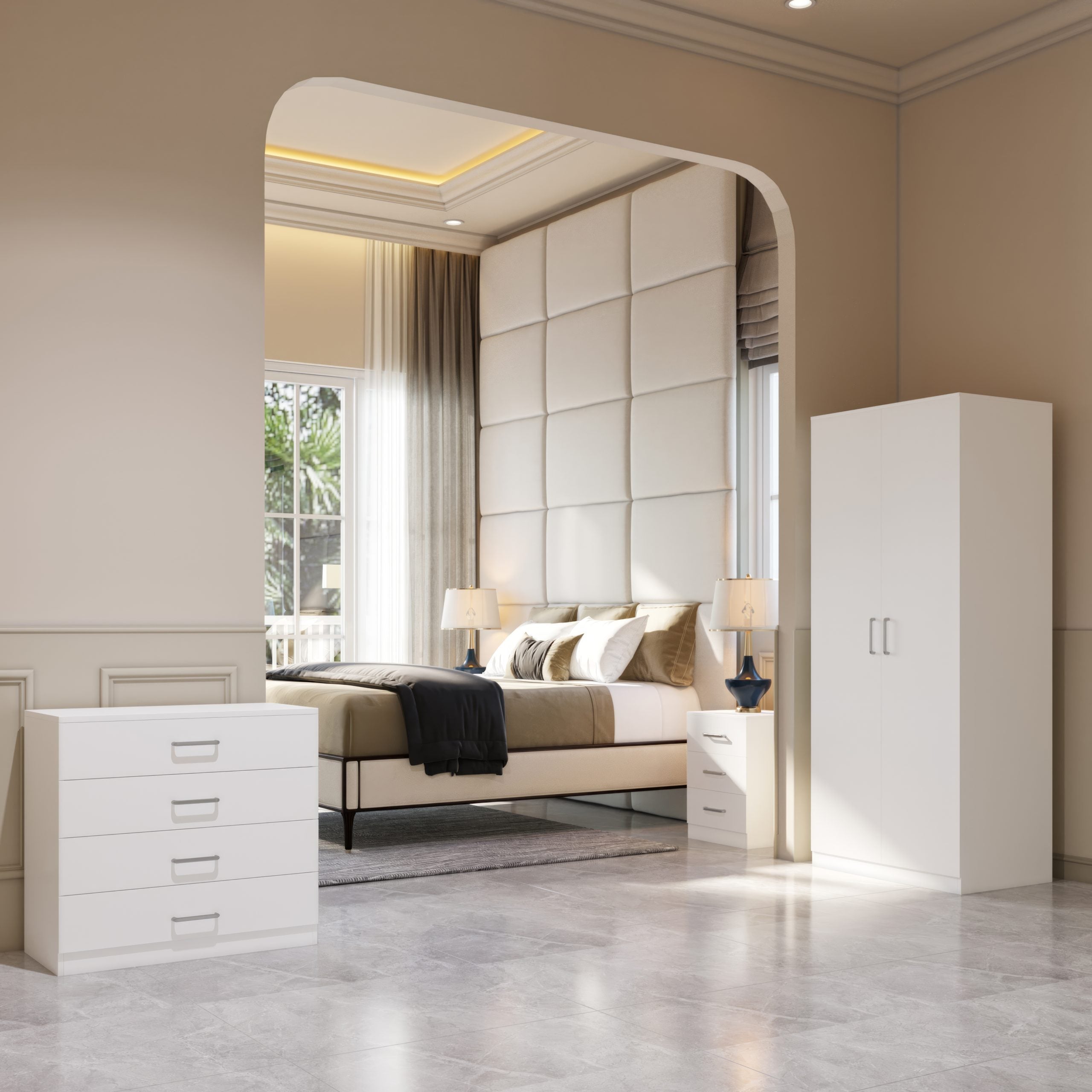 Dakota 2 Door Wardrobe Bedroom Set - White