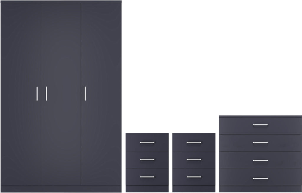 Dakota 3 Door Wardrobe Bedroom Set - Dark Grey
