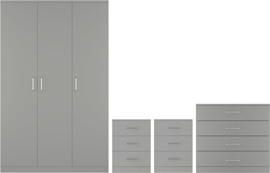 Dakota 3 Door Wardrobe Bedroom Set - Light Grey