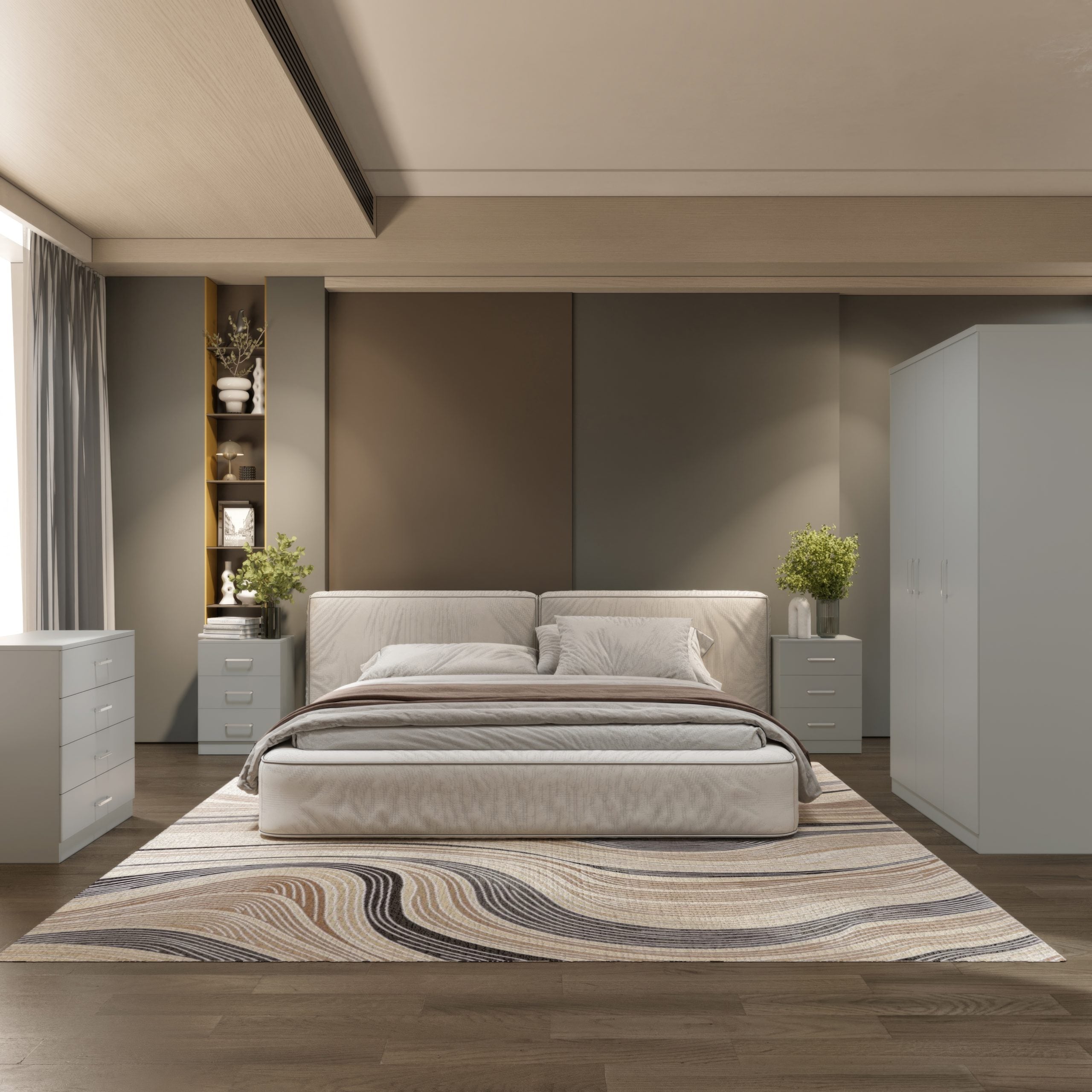 Dakota 3 Door Wardrobe Bedroom Set - Light Grey