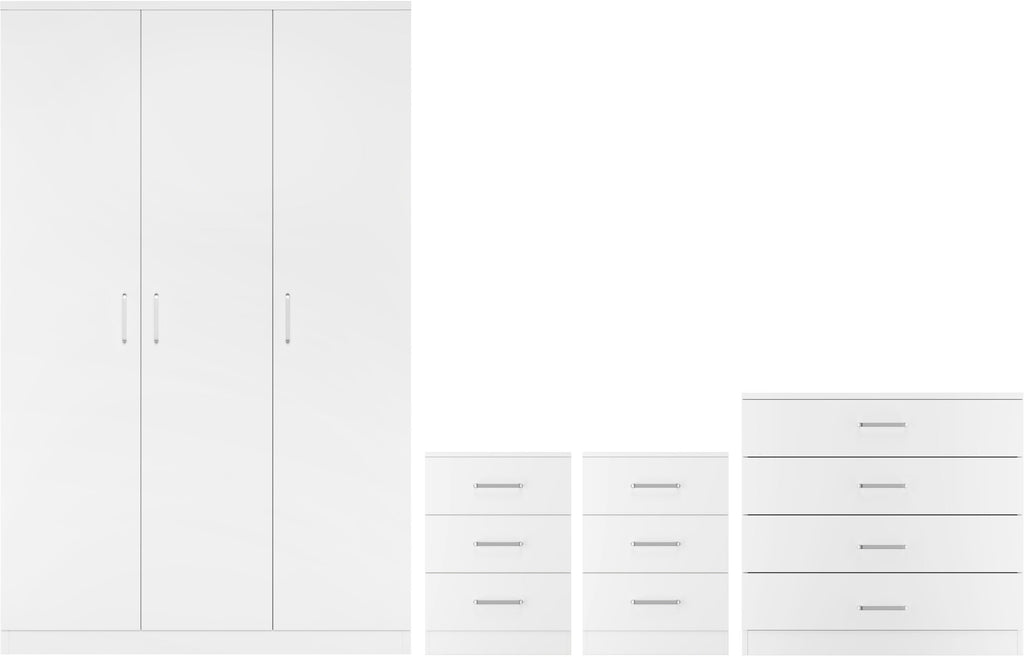 Dakota 3 Door Wardrobe Bedroom Set - White