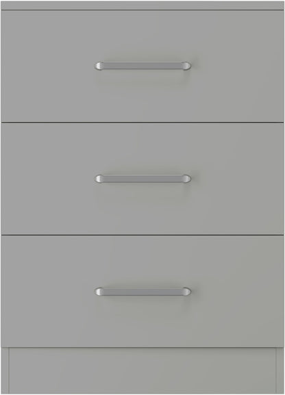 Dakota 3 Drawer Bedside - Light Grey
