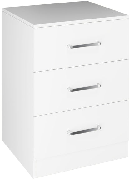 Dakota 3 Drawer Bedside - White