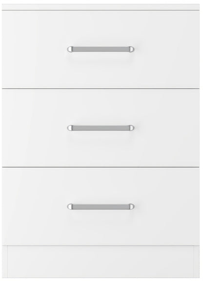 Dakota 3 Drawer Bedside - White