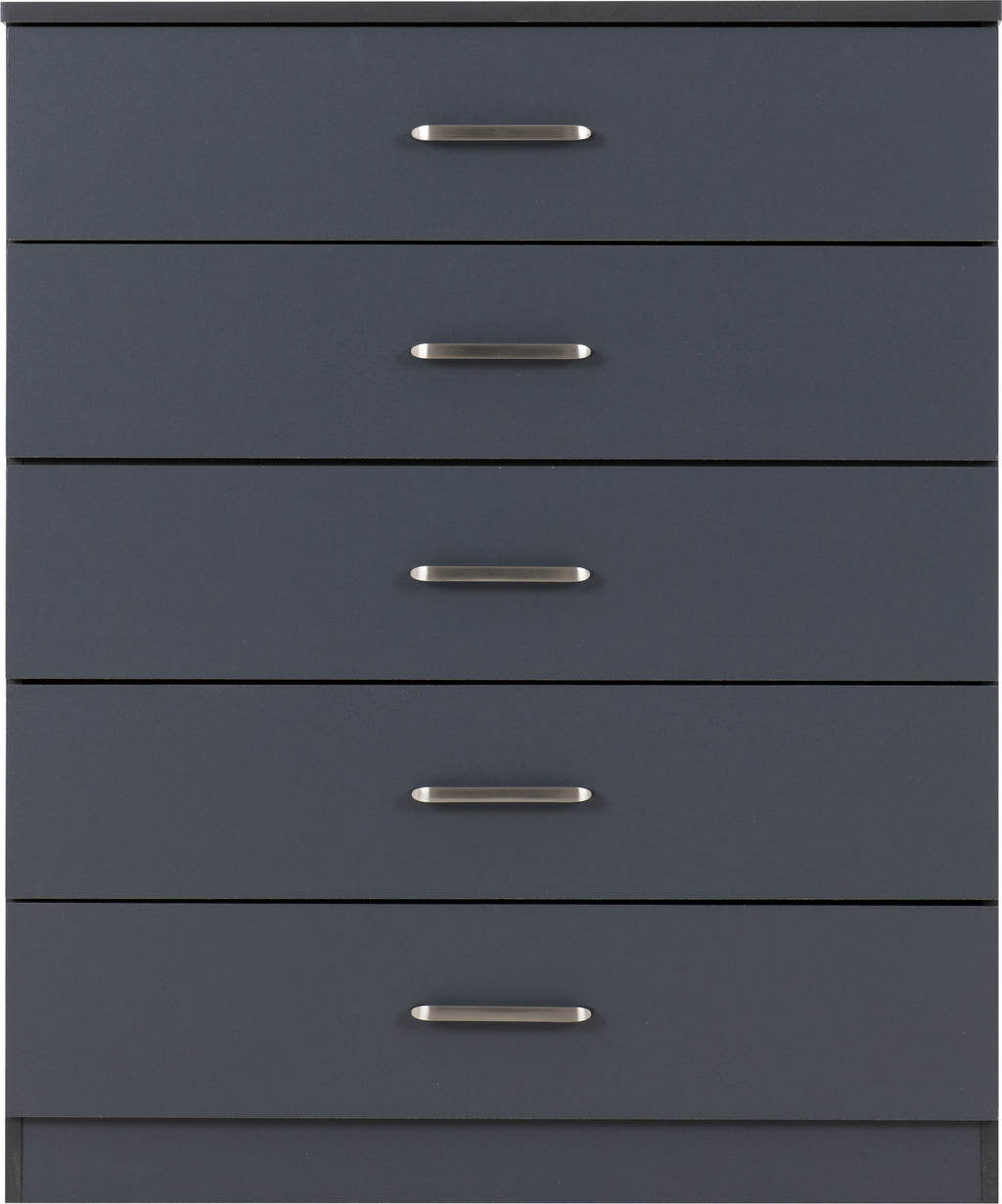 Dakota 5 Drawer Chest - Dark Grey
