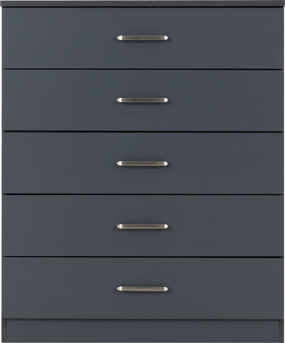 Dakota 5 Drawer Chest - Dark Grey