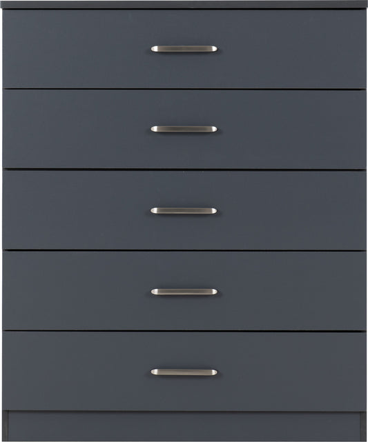 Dakota 5 Drawer Chest - Dark Grey