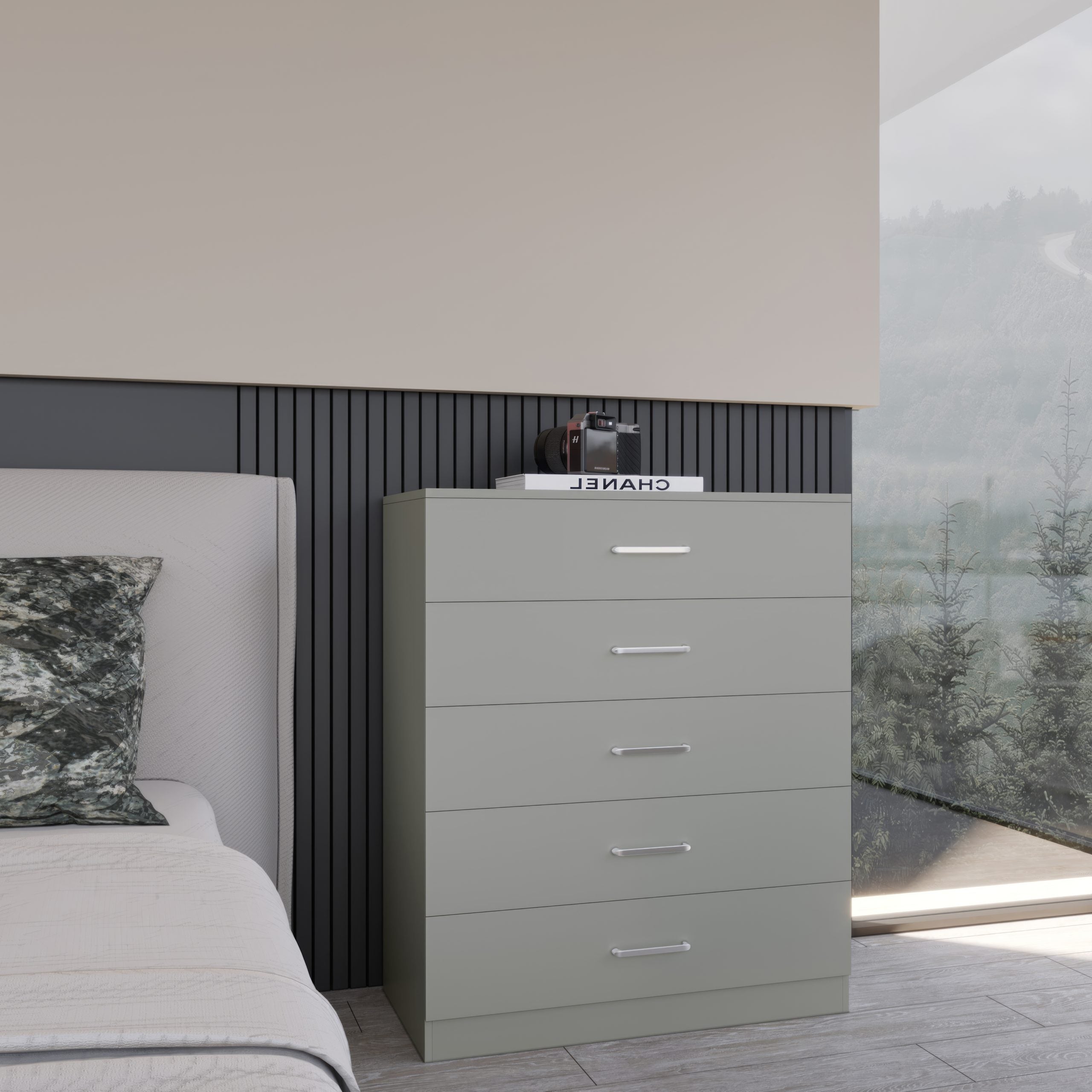 Dakota 5 Drawer Chest - Light Grey