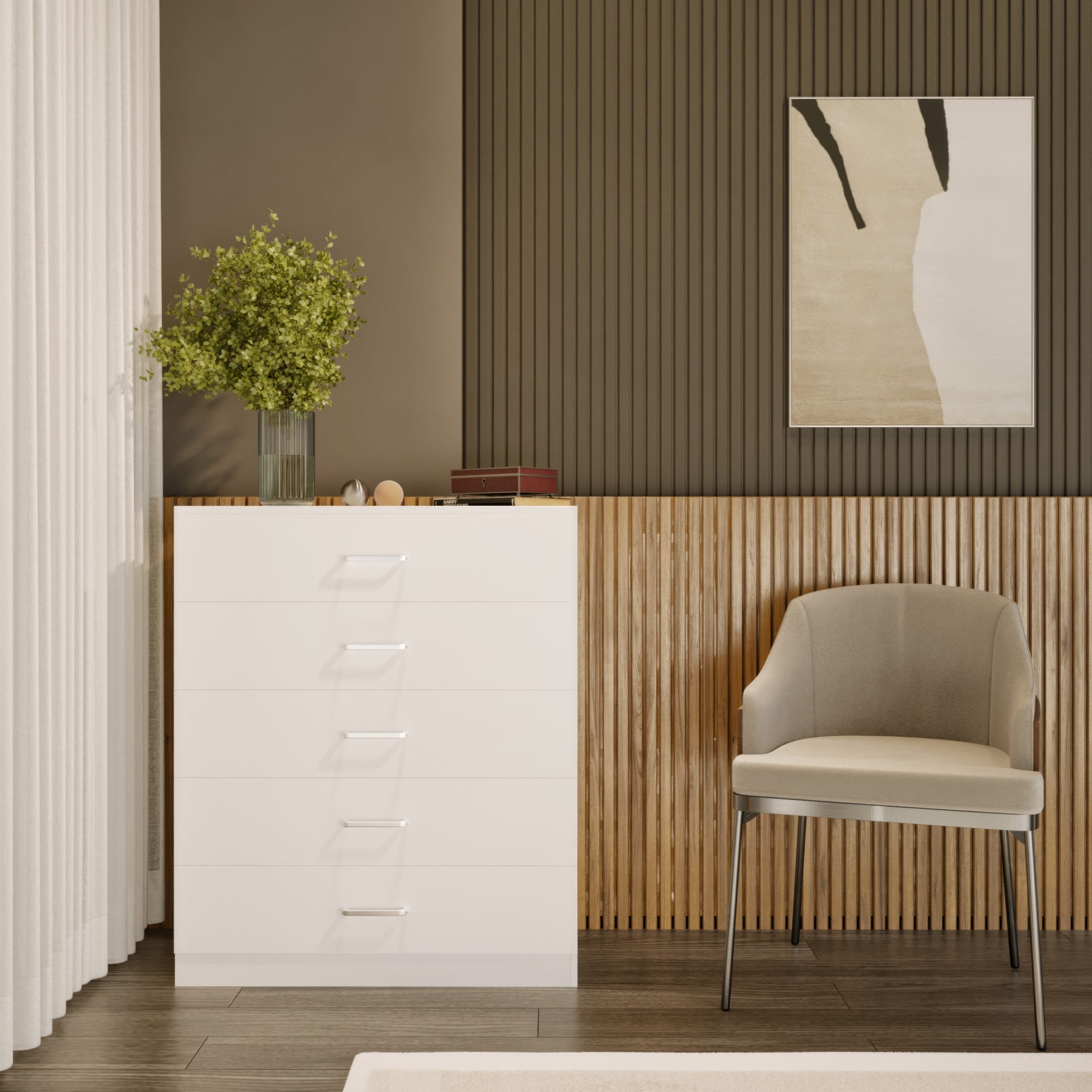 Dakota 5 Drawer Chest - White