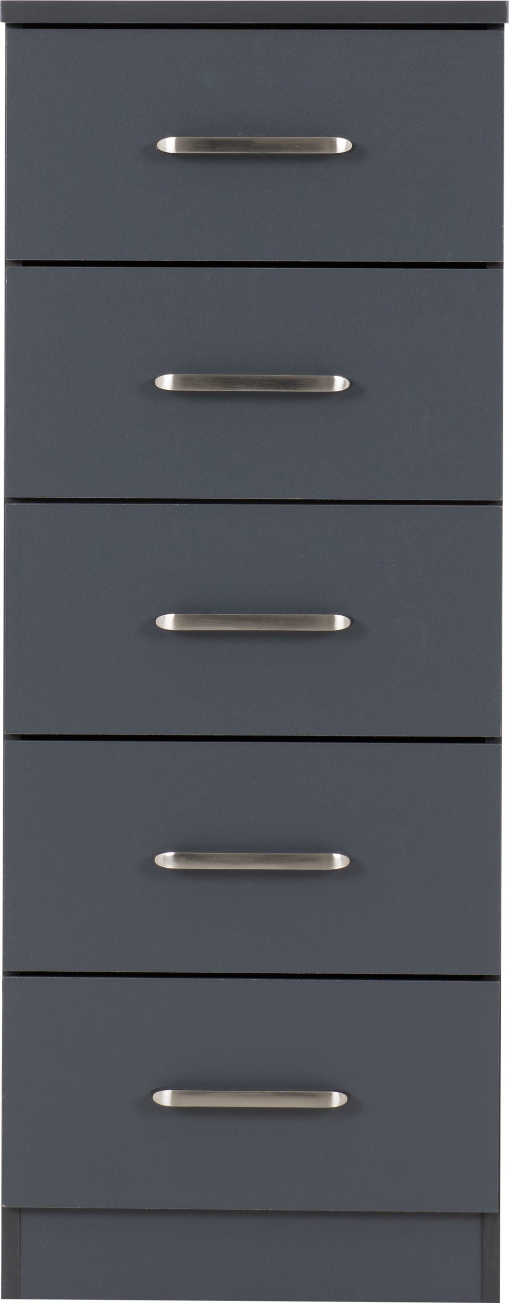 Dakota 5 Drawer Narrow Chest - Dark Grey