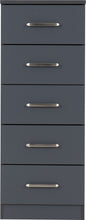 Dakota 5 Drawer Narrow Chest - Dark Grey
