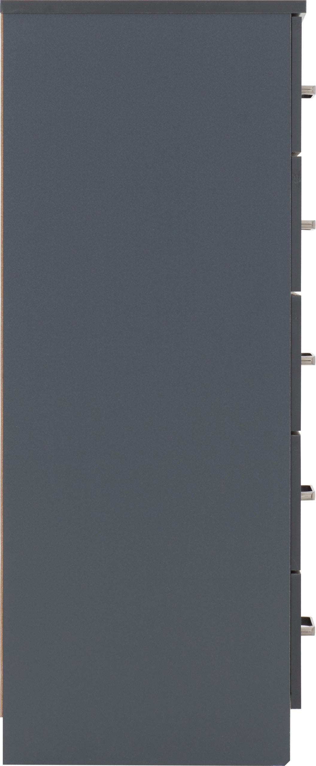 Dakota 5 Drawer Narrow Chest - Dark Grey