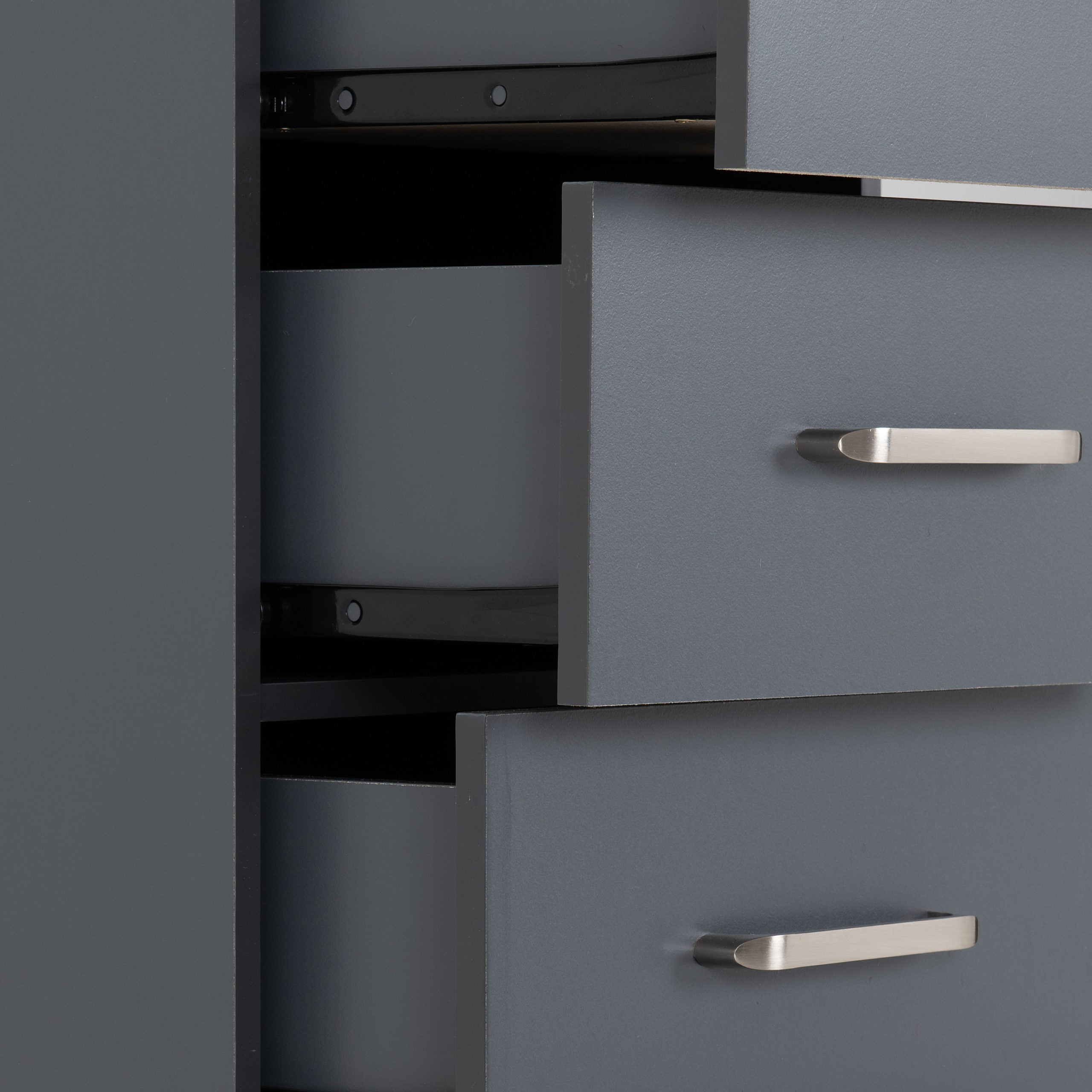 Dakota 5 Drawer Narrow Chest - Dark Grey