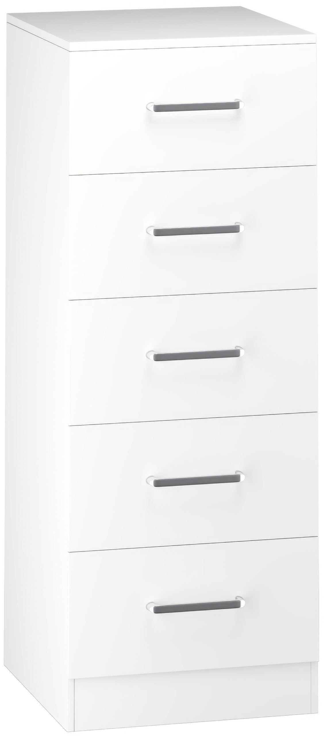 Dakota 5 Drawer Narrow Chest - White